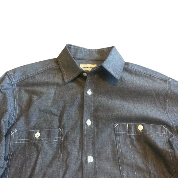 Taylor Stitch 100% Organic Cotton Dark Grey Button Down Shirt Top Size 40 Med - Picture 2 of 13